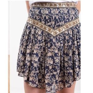 MARANT ÉTOILE Valerie Floral-Print Cotton Mini Skirt FR 40 Midnight SZ L